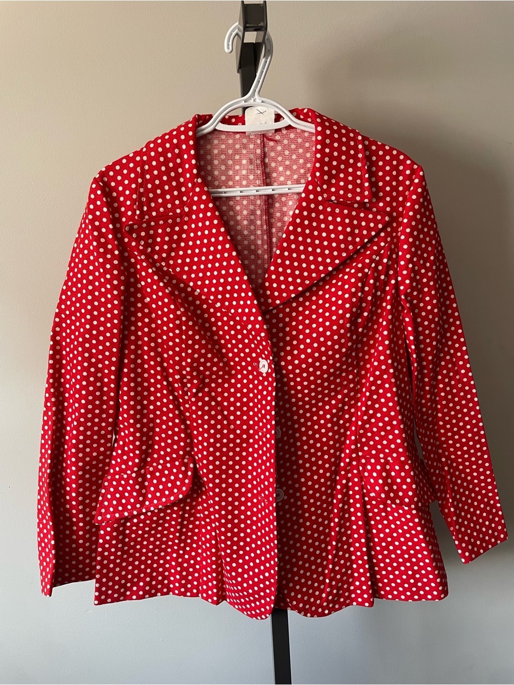 Vintage 70s Polka Dot Blazer Jacket Made in Canada Retro Rockabilly Mod Disco
